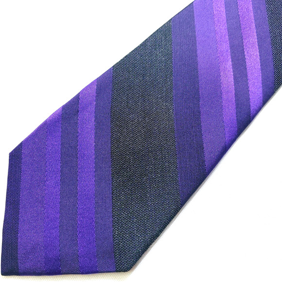 Calvin Klein Tie Black Purple Diagonal Stripe Silk Blend 3" Classic Pre-Owned - Picture 1 of 12